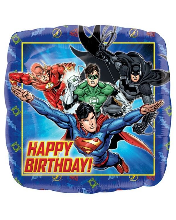 Justice League Happy Birthday Square Balloon - 18&quot; Foil