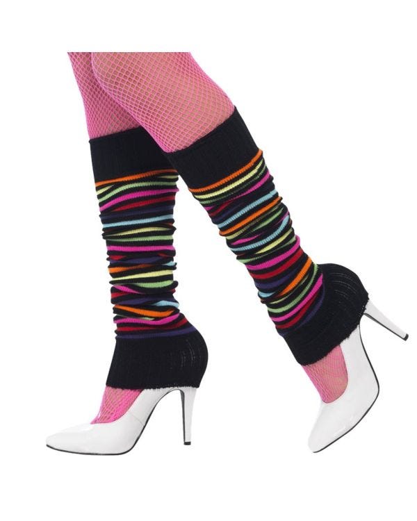 Neon Black Striped Leg Warmers
