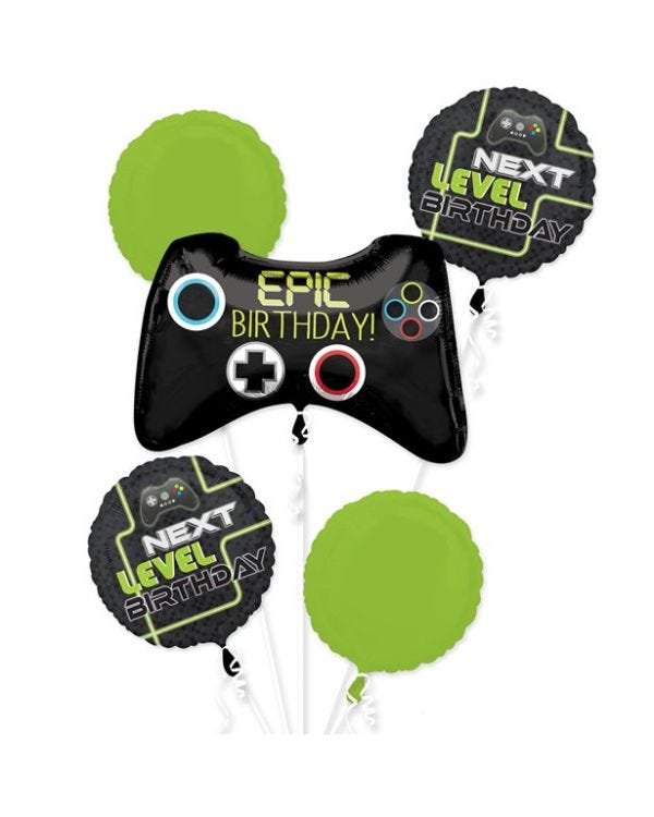Level Up Birthday Foil Balloon Bouquet - Uninflated (5pk)
