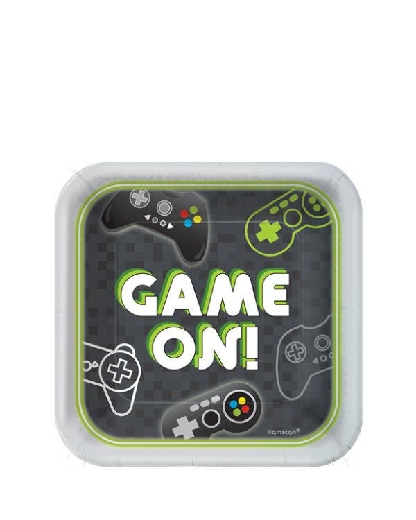 Level Up Square Paper Dessert Plates - 18cm (8pk)