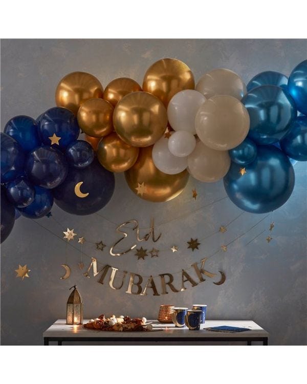 Eid Moon &amp; Stars Balloon Arch - 75 Balloons
