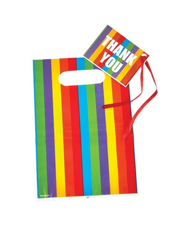 Rainbow Stripe Loot Bags &amp; Tags (8pk)