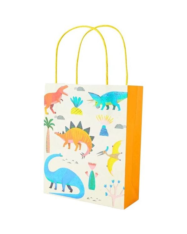 Dinosaur Paper Party Bag - 28cm (8pk)