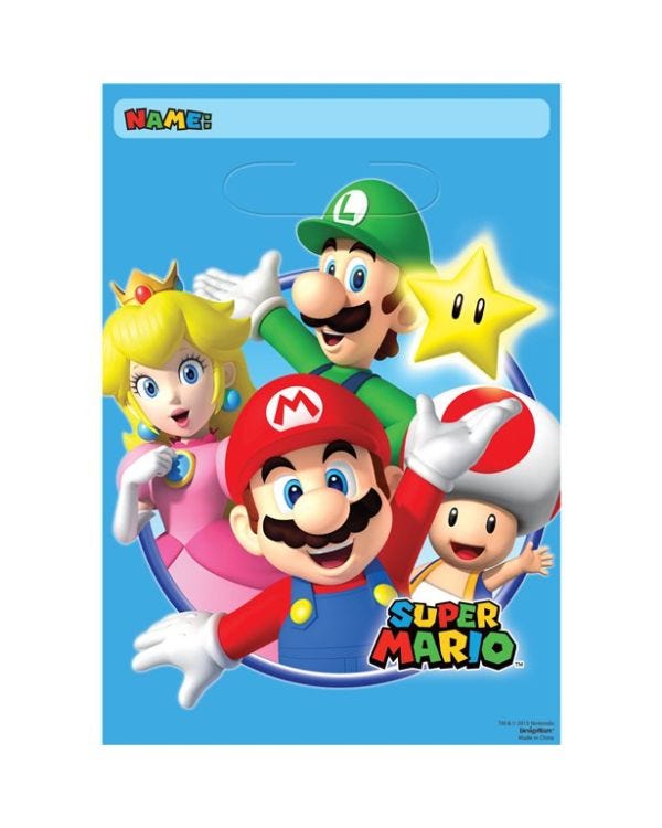 Super Mario Plastic Party Bags (8pk)