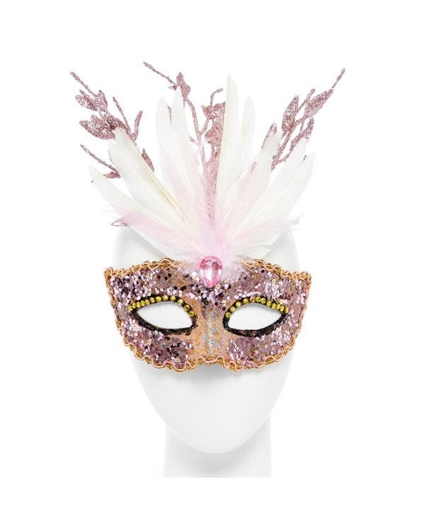 Glitter Pink Masquerade Mask