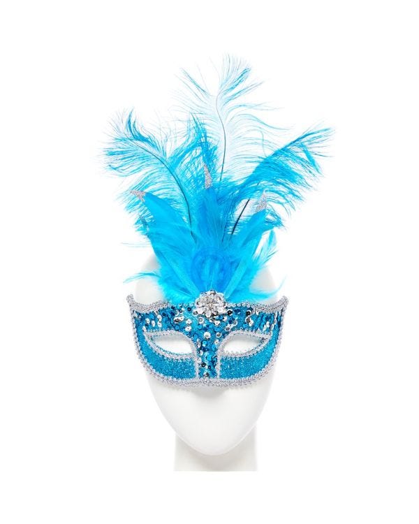 Turquoise Masquerade Mask with Sequins