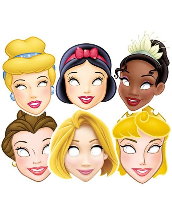 Disney Princesses Card Masks (6pk)