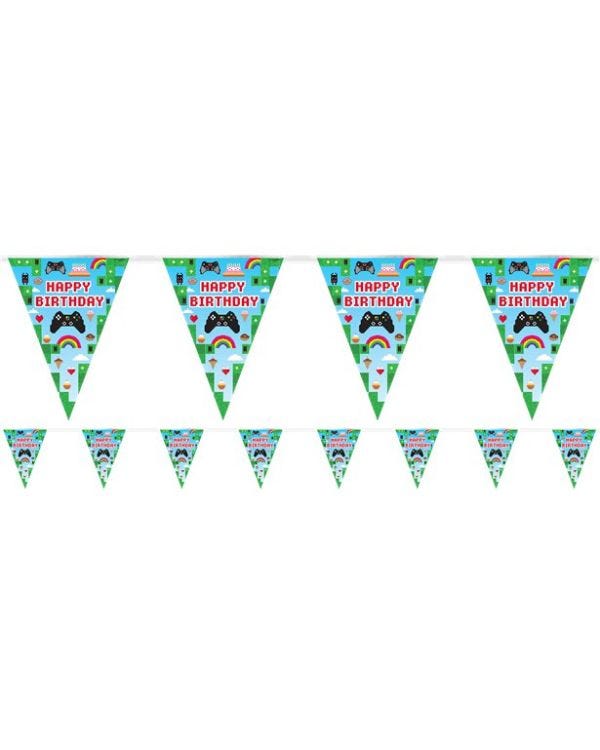 Holographic Gaming Happy Birthday Bunting - 3.9m
