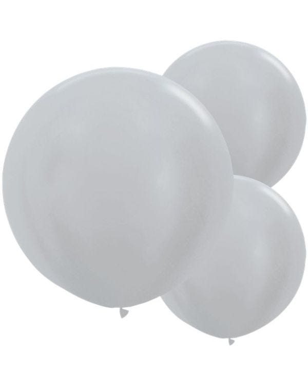 Satin Silver Balloons - 24&quot; Latex (3pk)