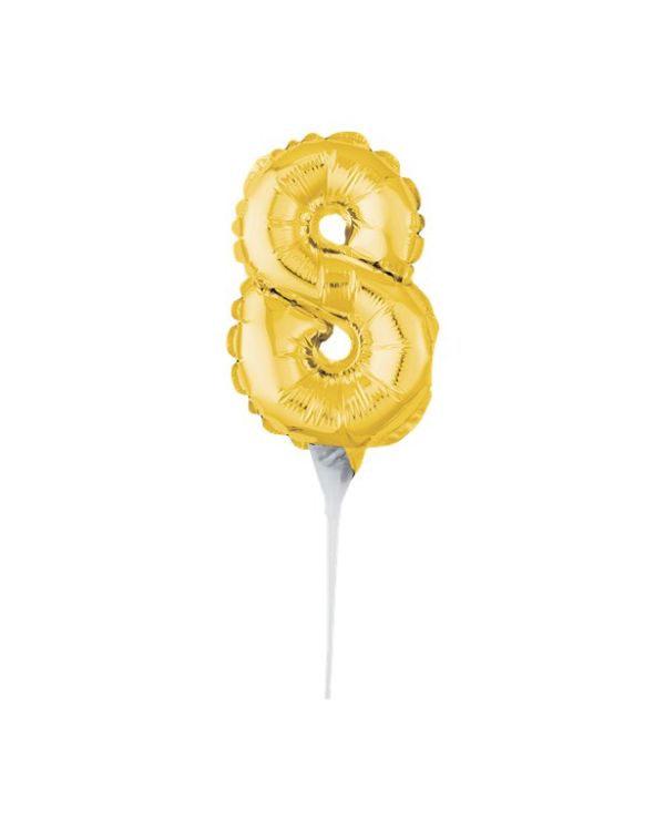 Air-Filled Gold Balloon Number 8 Cake Topper -15cm