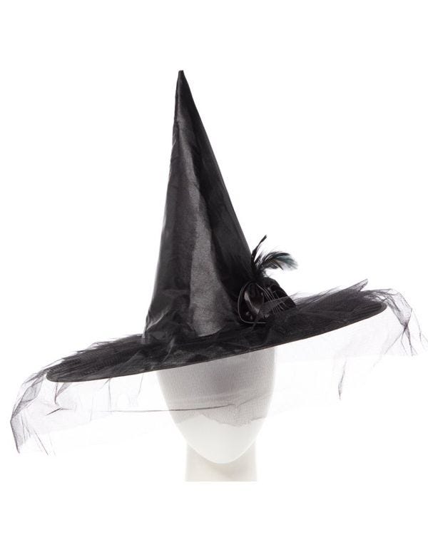 Black Witch hat with Flower