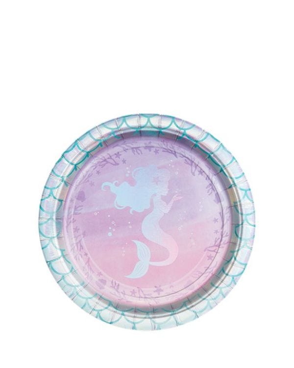 Mermaid Shine Iridescent Paper Dessert Plates - 18cm (8pk)