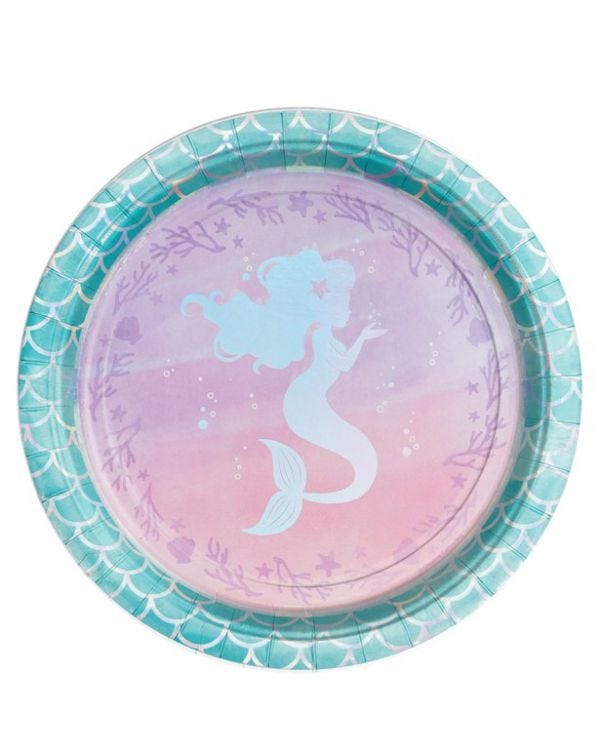 Mermaid Shine Iridescent Paper Plates - 23cm (8pk)