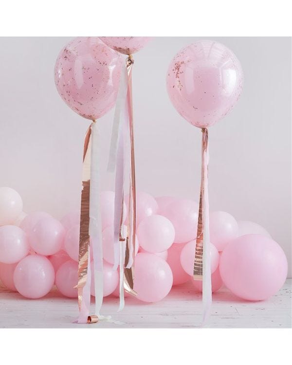 Rose Gold And Pink Streamer Balloon Tails (5pk)