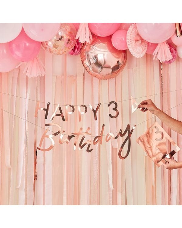 Mix It Up Rose Gold Customisable Age Birthday Paper Banner - 1.5m