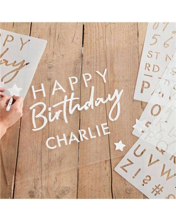 Happy Birthday Number &amp; Letter Stencils (6pk)