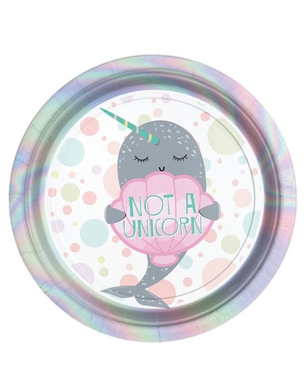 Narwhal Party Paper Plates - 23cm (8pk)