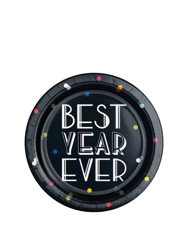 Neon Dots New Year Paper Plates - 18cm (8pk)