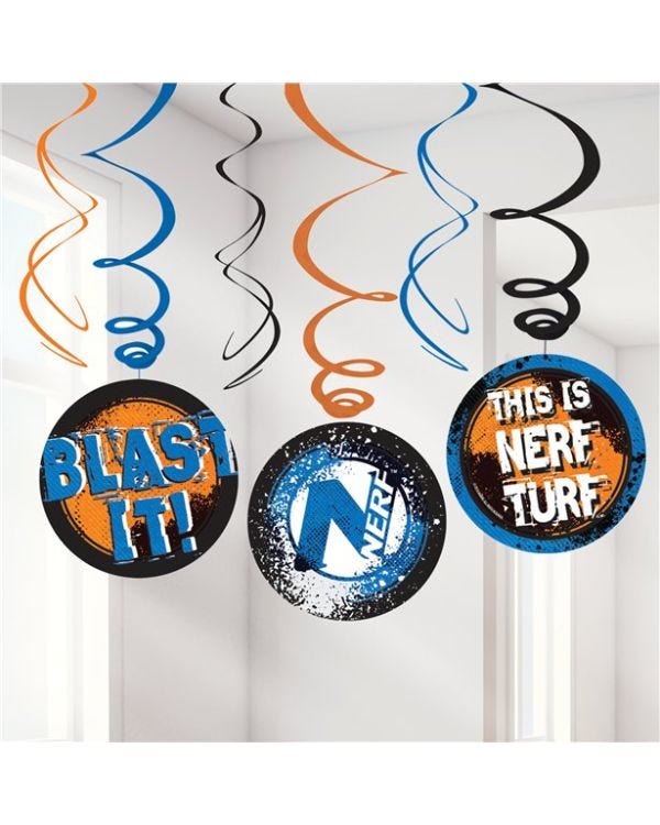 Nerf Party Hanging Swirl Decorations (6pk)