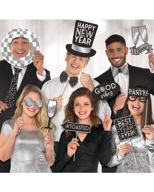 New Year Disco Ball Drop Jumbo Hot Stamp Photo Props (12pk)