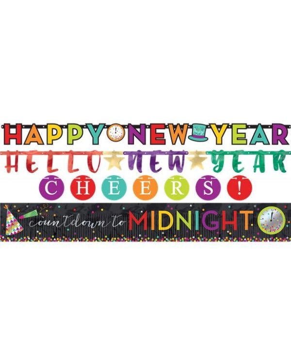Colourful New Year Banners Set (4pk)