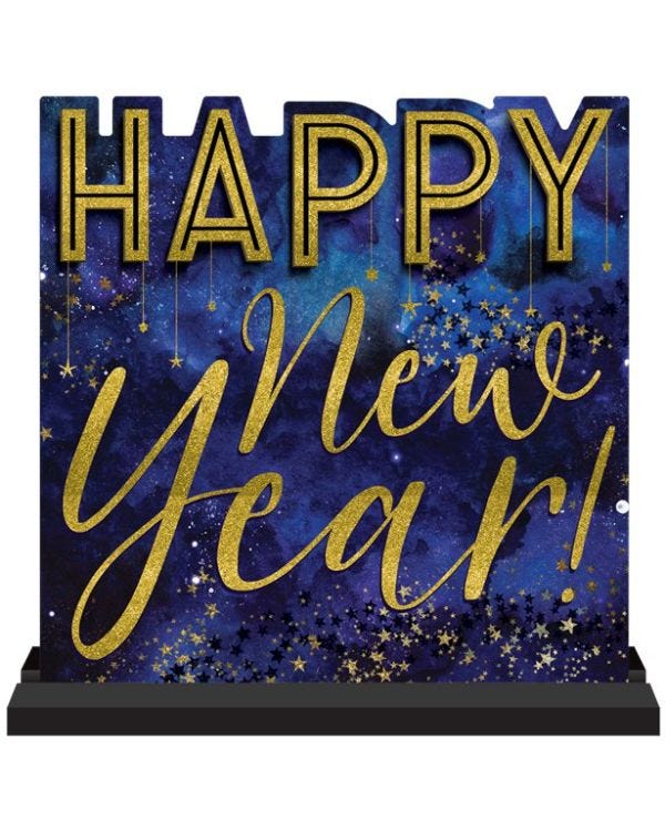 Happy New Year Wooden Sign - 28cm