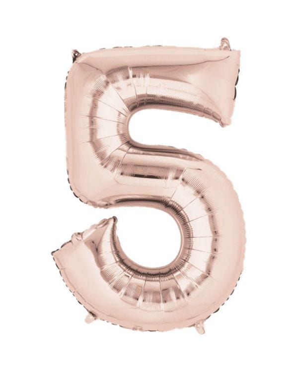 Number 5 Rose Gold Foil Balloon - 34&quot;