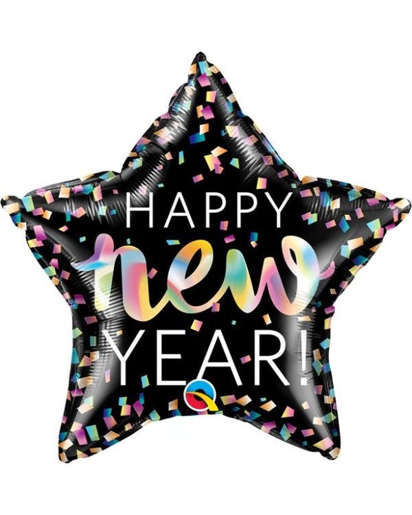 Happy New Year Neon Iridescent Star - 20&quot; Foil