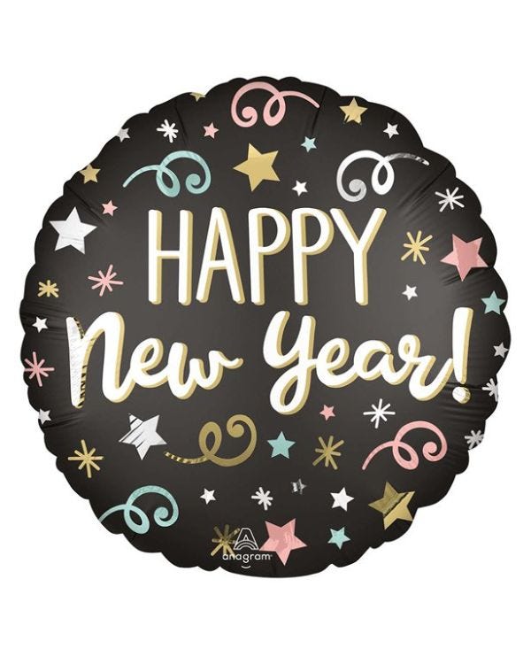 Happy New Year Confetti Print Balloon - 28&quot; Foil