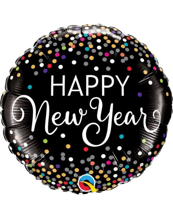 New Year Confetti Print Balloon -18&quot; Foil