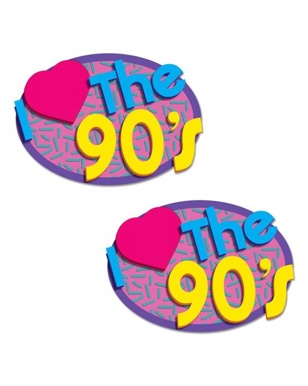 I Love The 90&#039;s Cutouts - 54cm (2pk)
