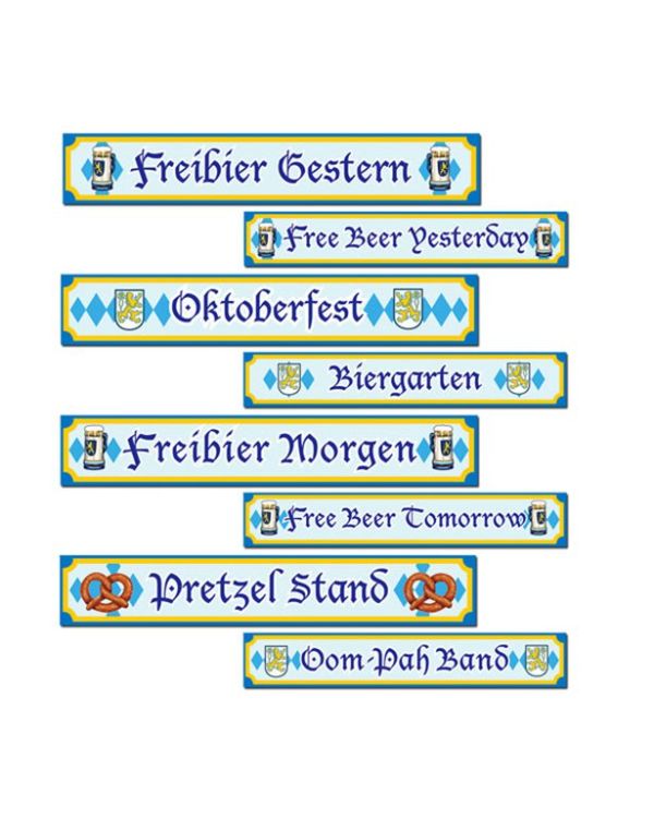 Oktoberfest Street Sign Cutouts - 60cm (4pk)