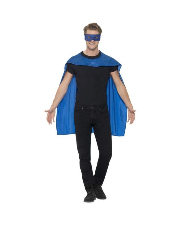 Blue Cape &amp; Mask - Adult