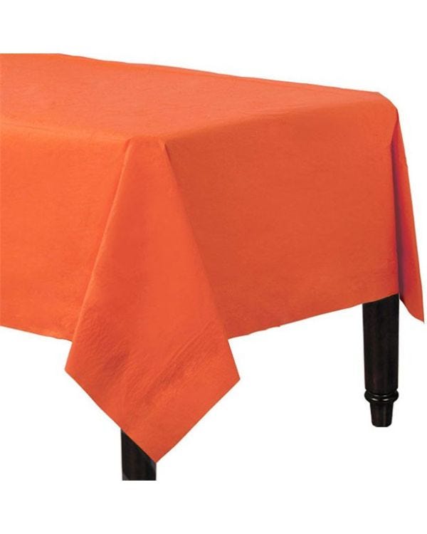 Orange Plastic Lined Paper Tablecover - 1.4m x 2.8m