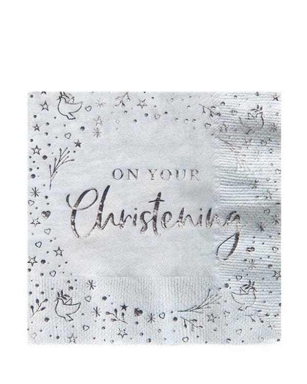 On Your Christening Blue Paper Napkins 33cm (16pk)