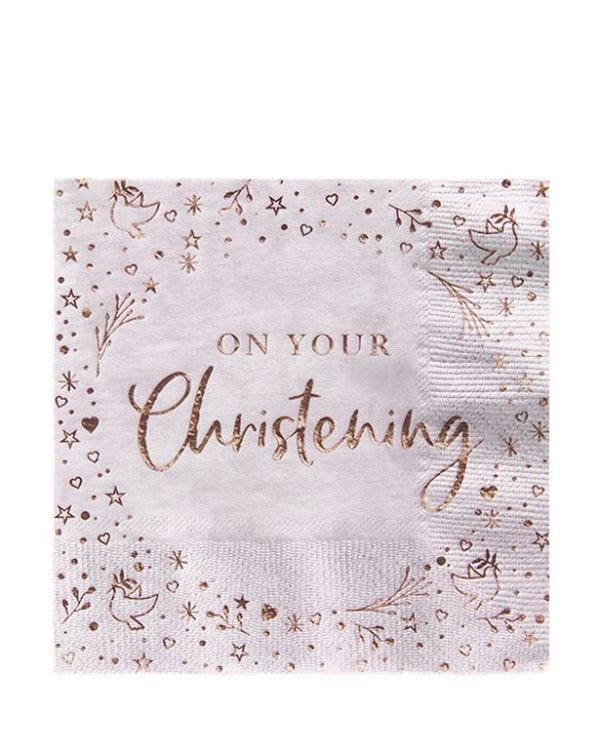 On Your Christening Pink Paper Napkins - 33cm (16pk)