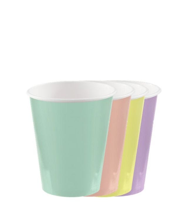 Mixed Pastel Cups - 250ml (8pk)