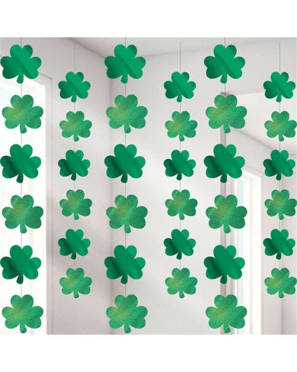St Patrick&#039;s Day Shamrock Hanging Strings - 2.1m (6pk)