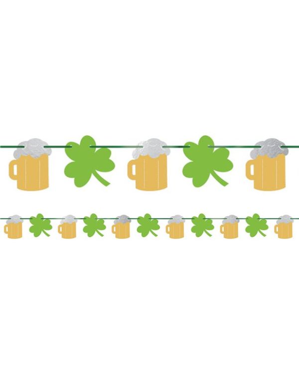 St Patrick&#039;s Day Beer and Shamrock Banner - 3.65m