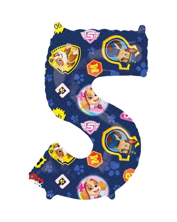 Paw Patrol Number 5 Foil Balloon - 26&quot;