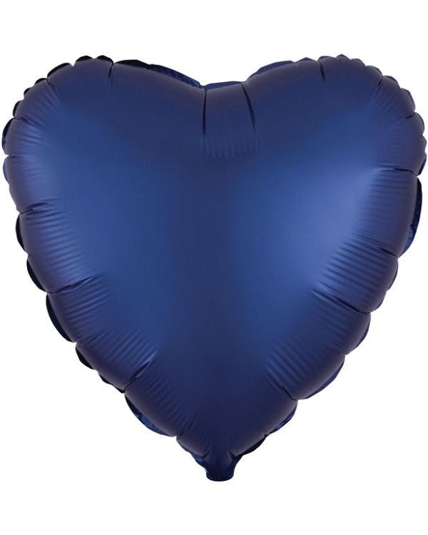 Navy Blue Heart Satin Luxe Balloon - 18&#039;&#039; Foil - unpackaged