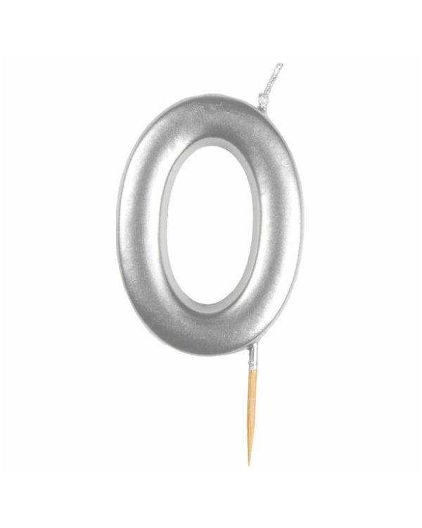 Number 0 Silver Candle