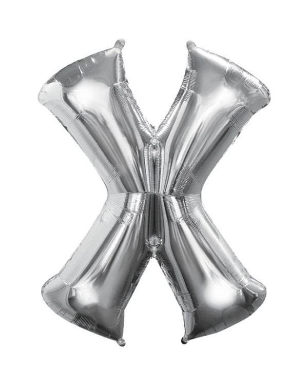 Silver Letter X Balloon - 34&quot; Foil