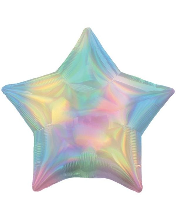 Pastel Rainbow Iridescent Star Balloon - 18&quot; Foil