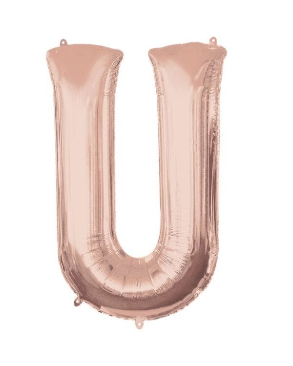 Rose Gold Letter U Air Filled Balloon - 16&quot; Foil