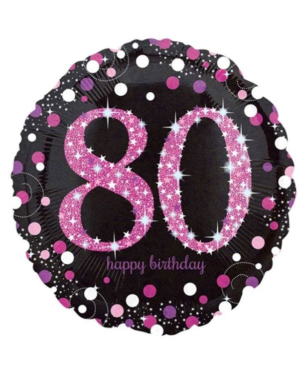 Happy 80th Birthday Pink Holographic Foil Balloon - 18&quot;