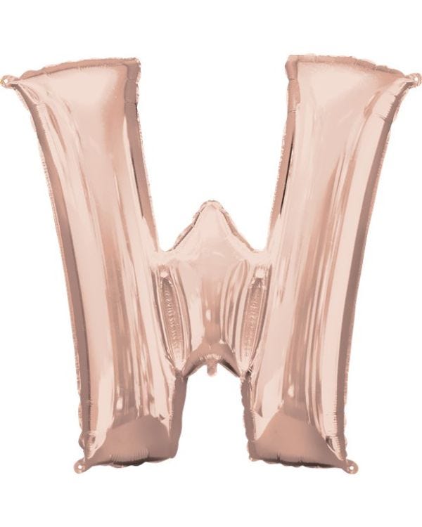 Rose Gold Letter W Balloon - 34 Foil