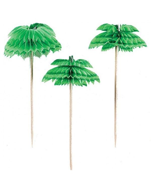 Palm Tree Honeycomb Drink Picks - 10cm (12pk)
