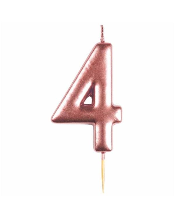 Number 4 Rose Gold Candle