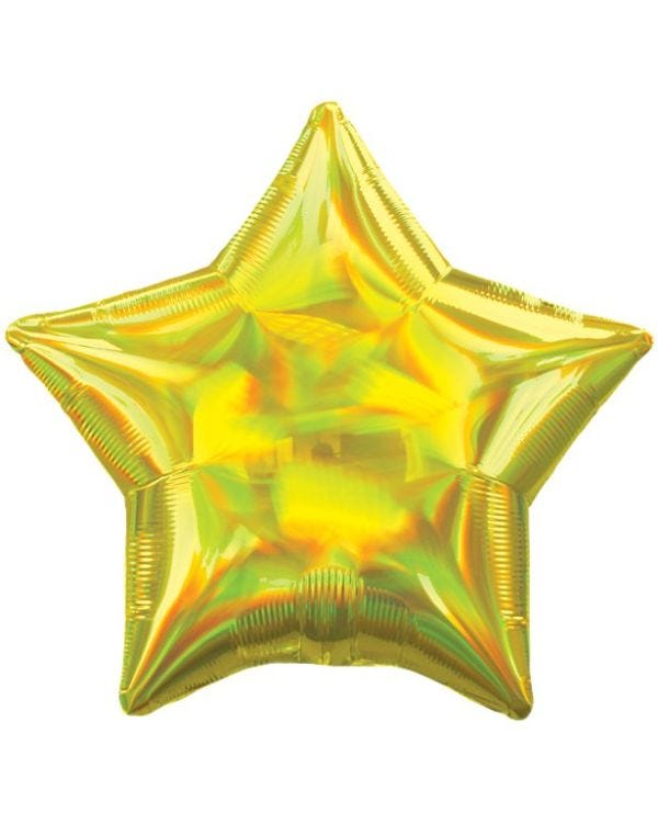 Yellow Iridescent Star Balloon - 18&quot; Foil